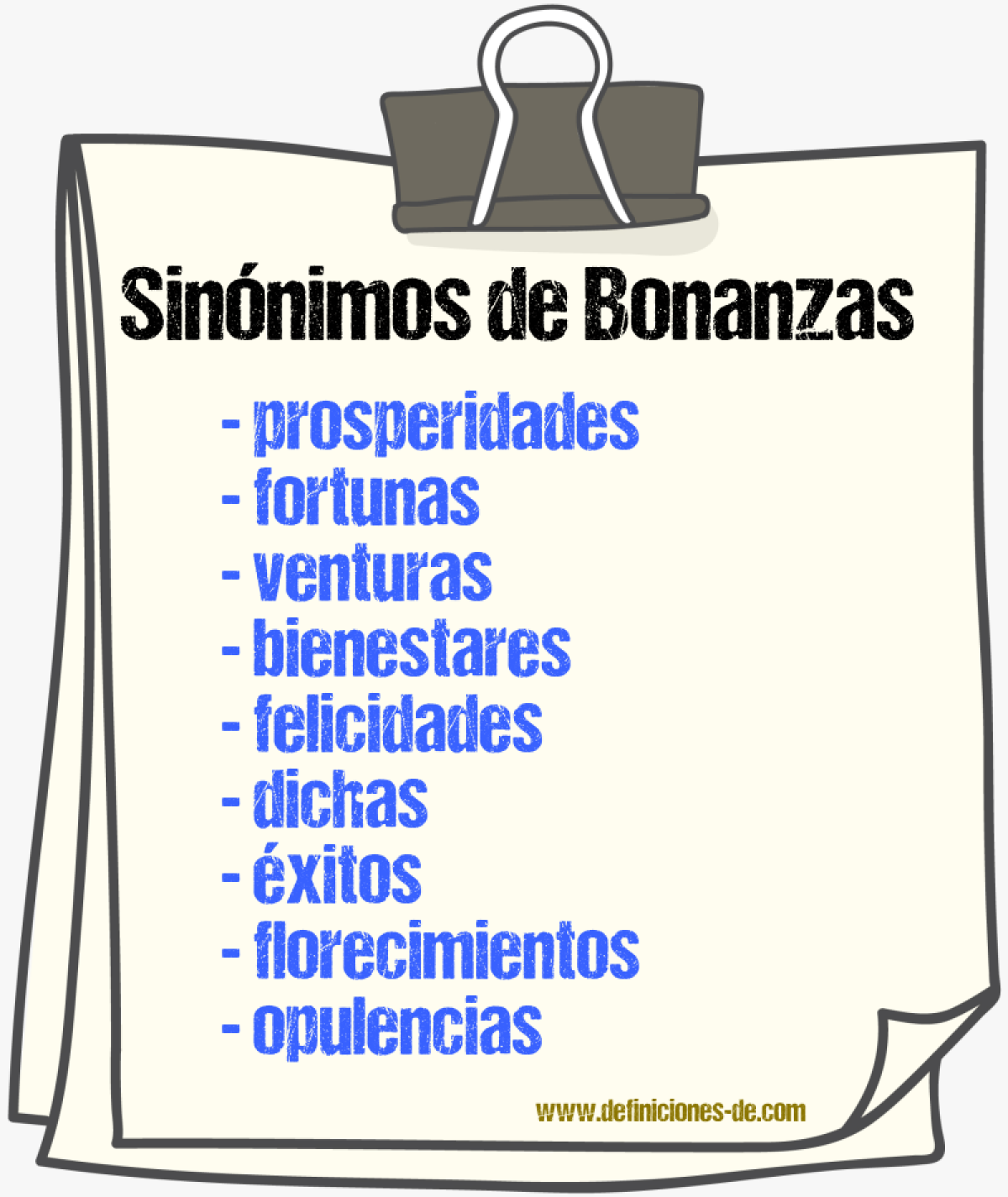 Sinónimos de bonanzas