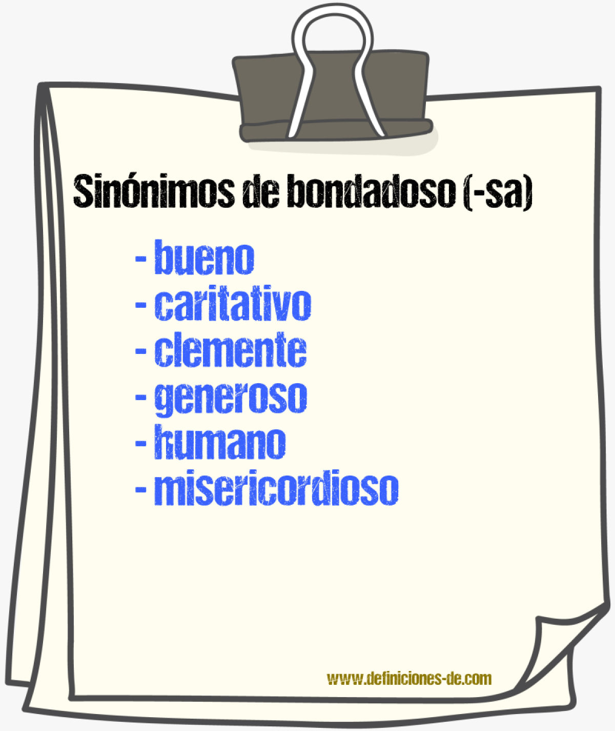 Sinnimos de bondadoso