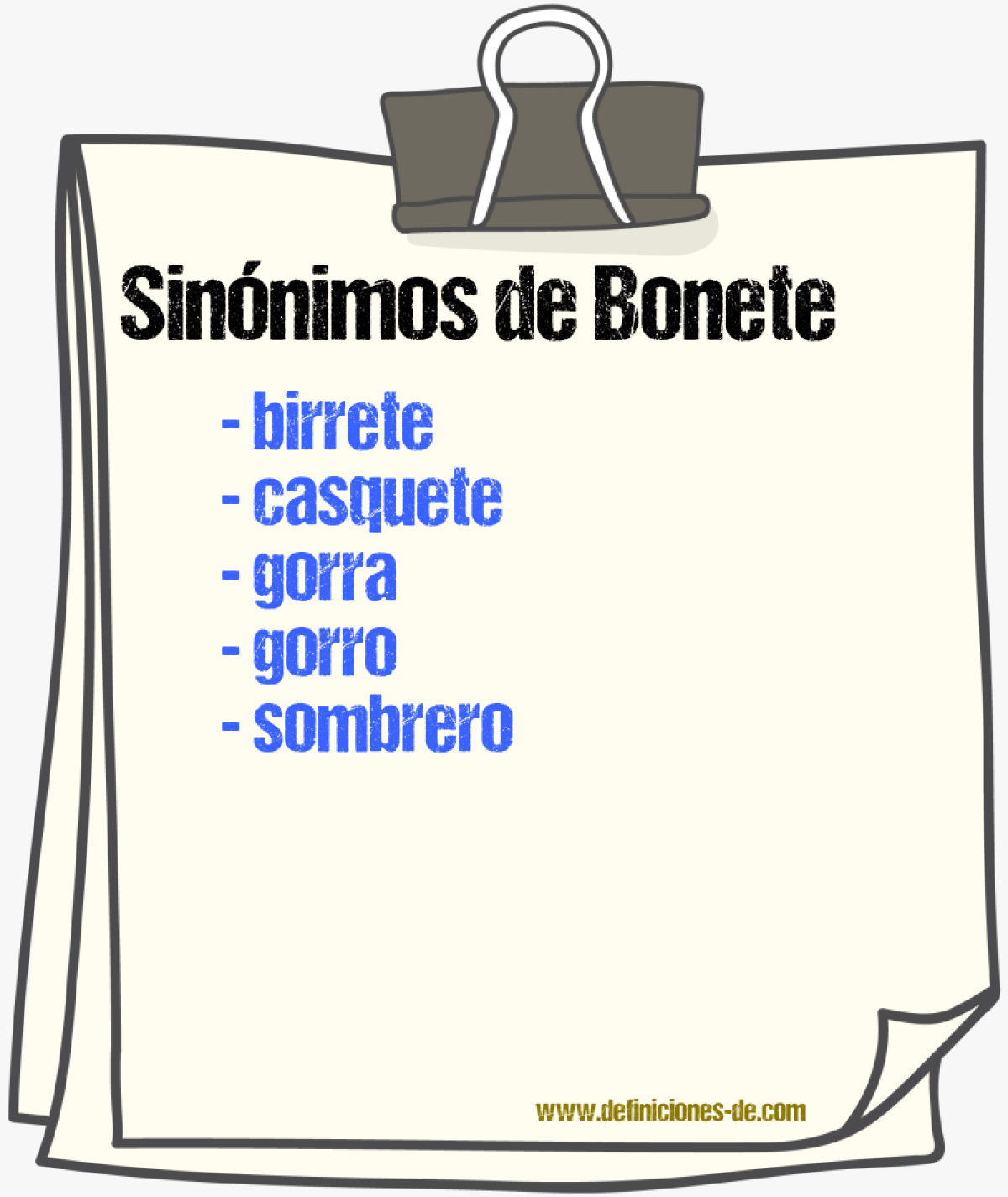 Sinnimos de bonete