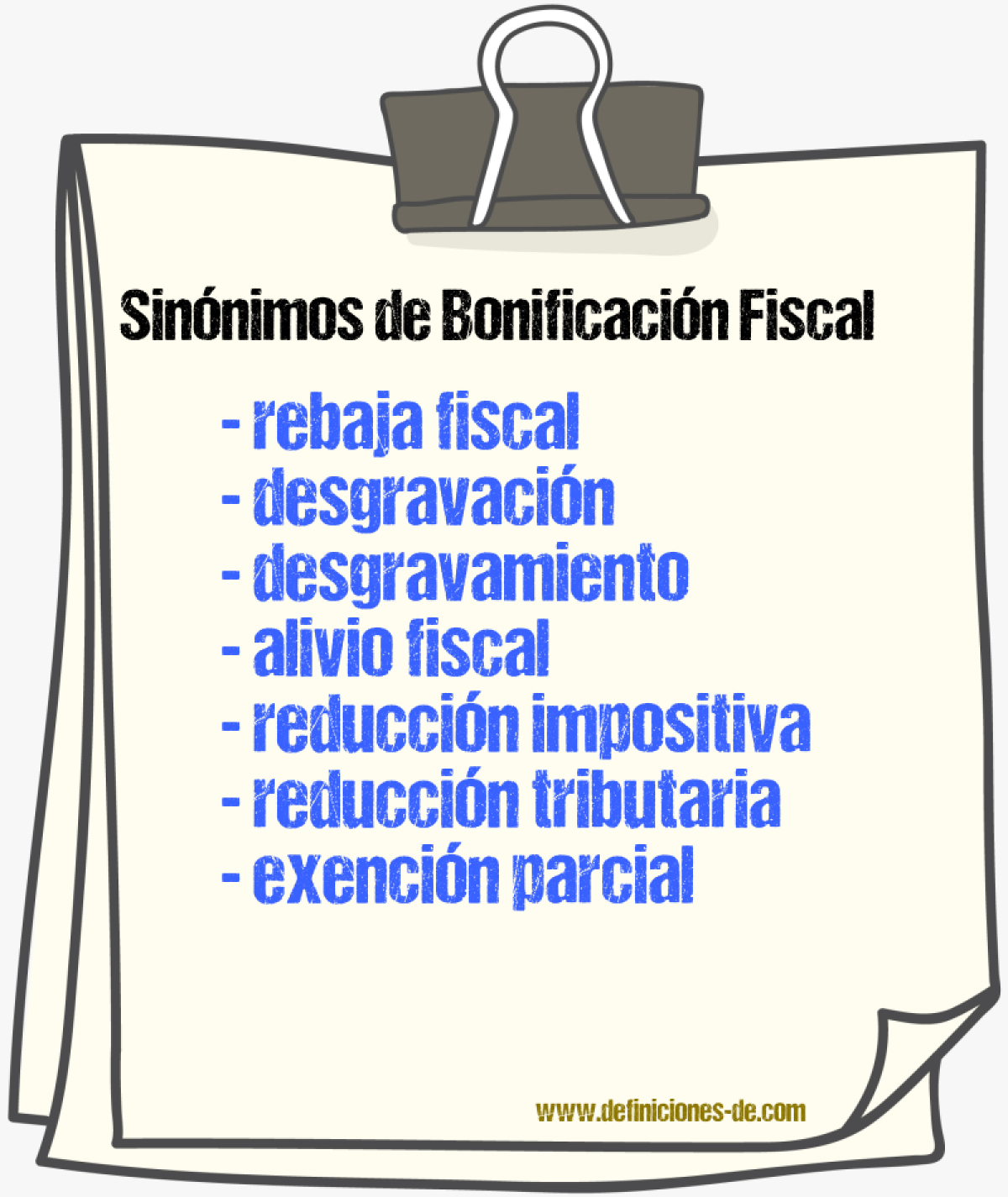 Sinónimos de bonificación fiscal