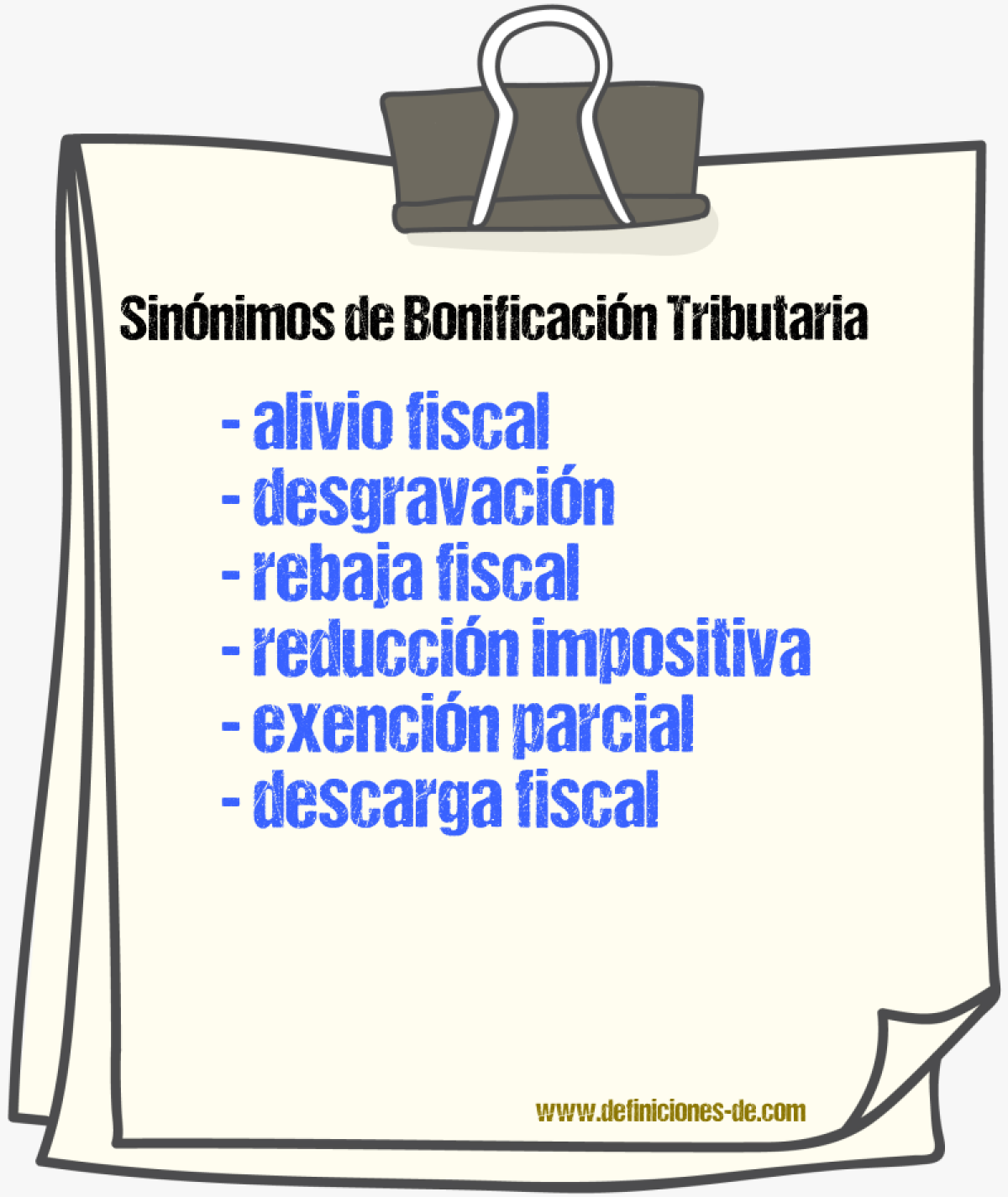 Sinónimos de bonificación tributaria