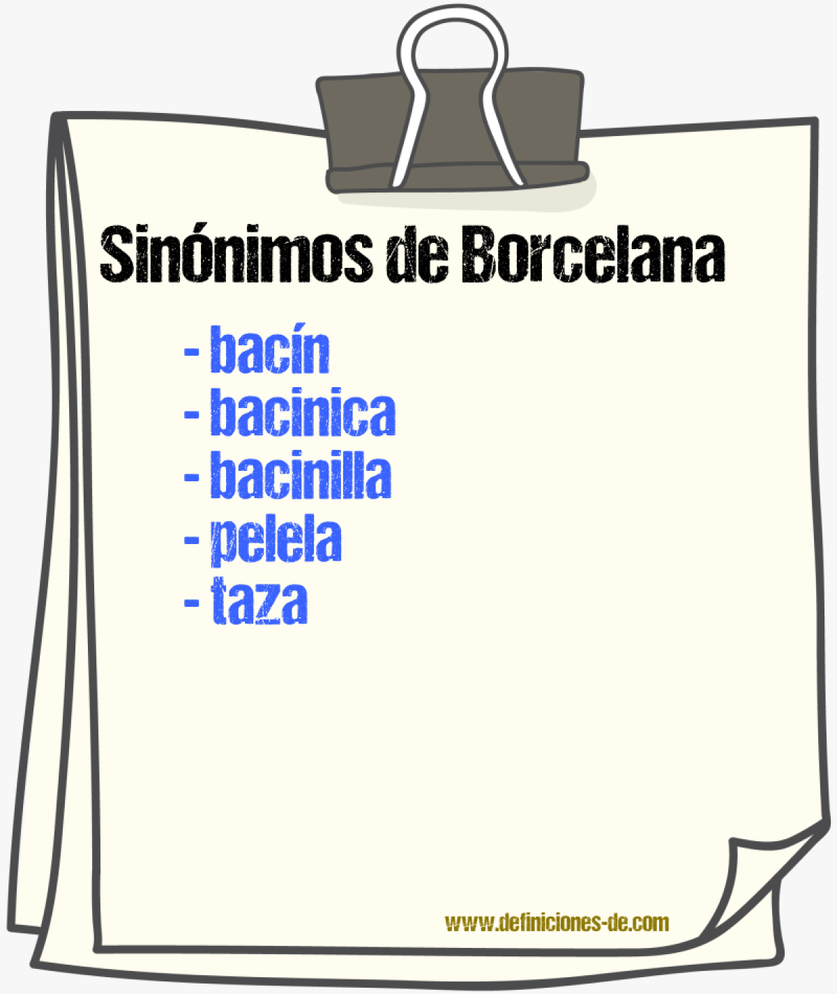 Sinnimos de borcelana