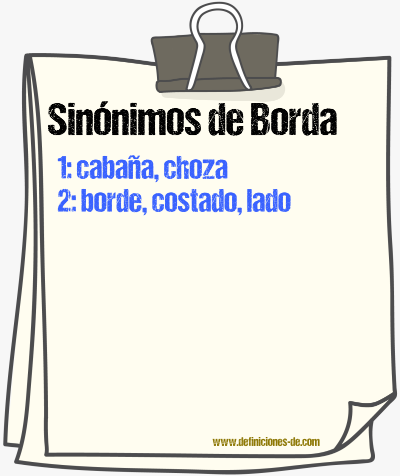 Sinnimos de borda