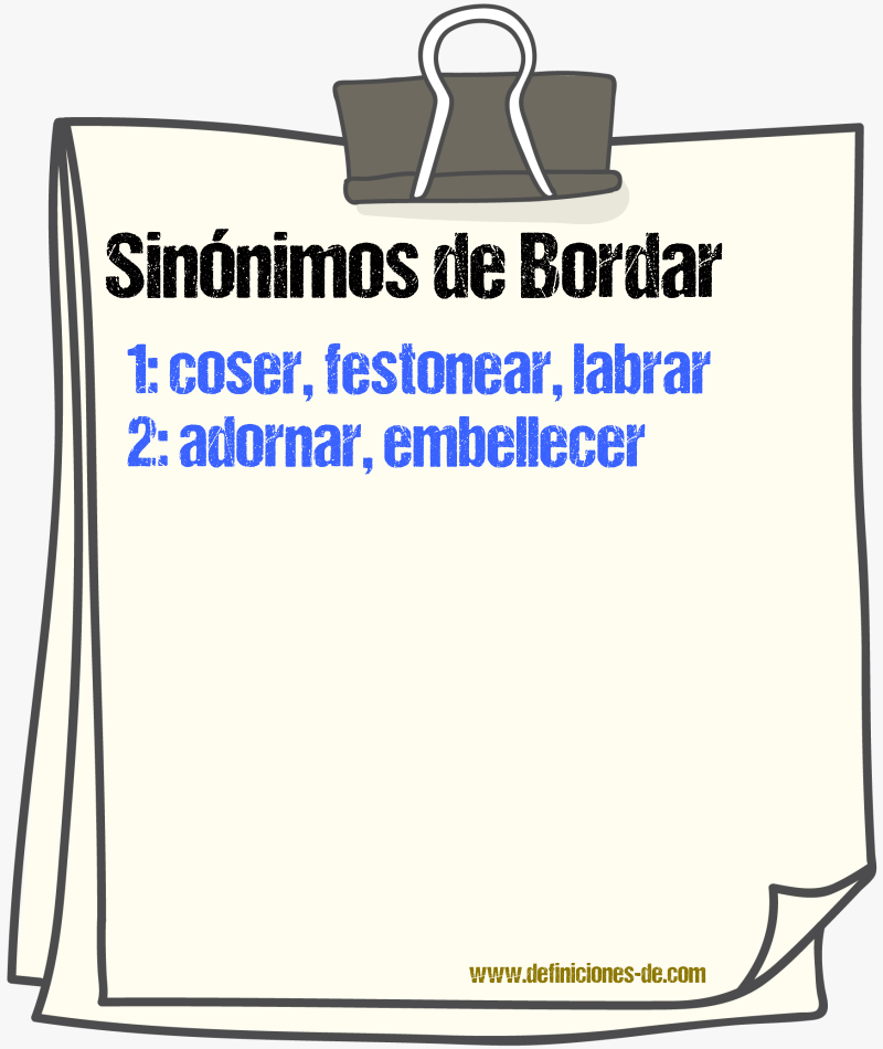 Sinnimos de bordar