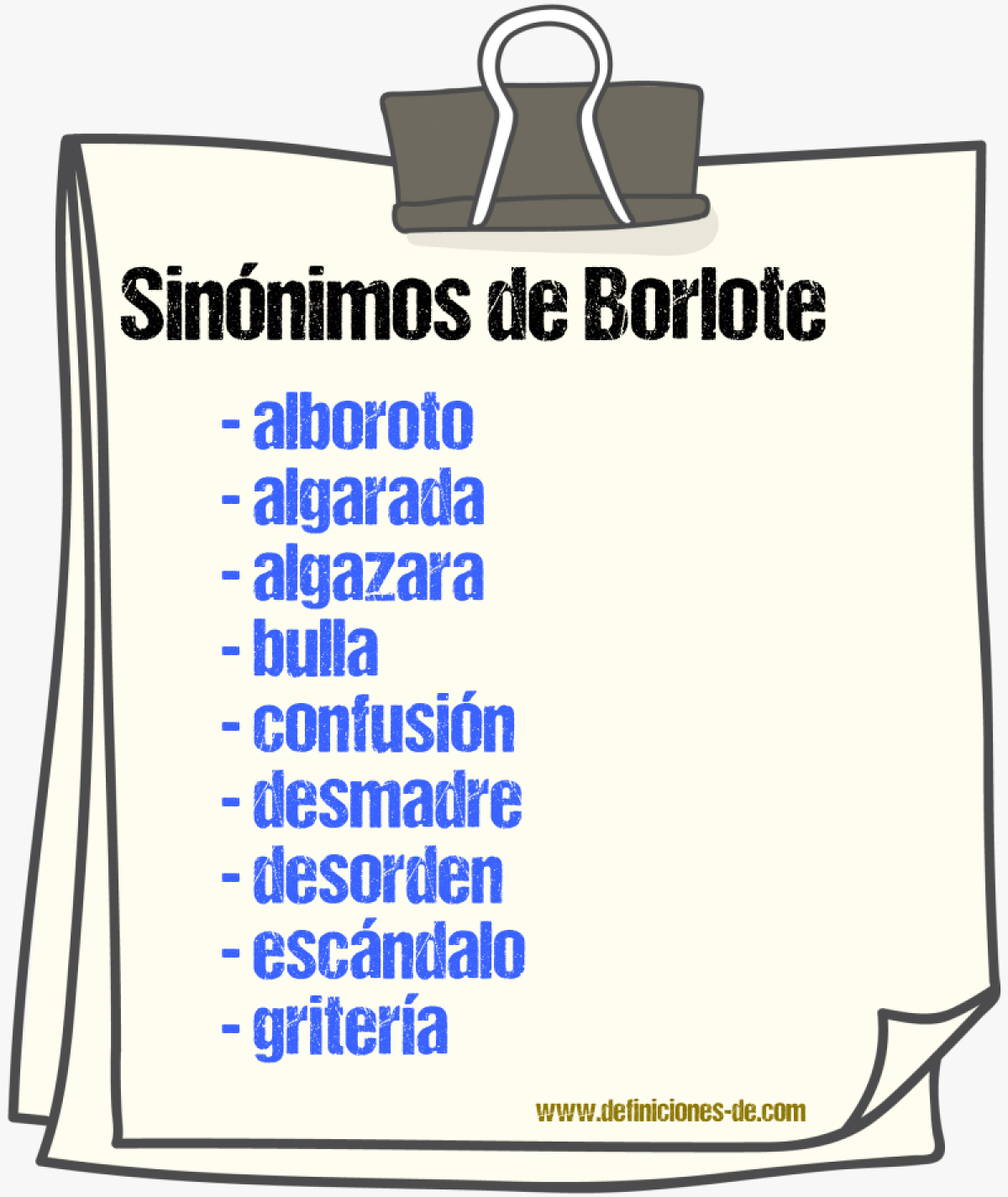 Sinnimos de borlote