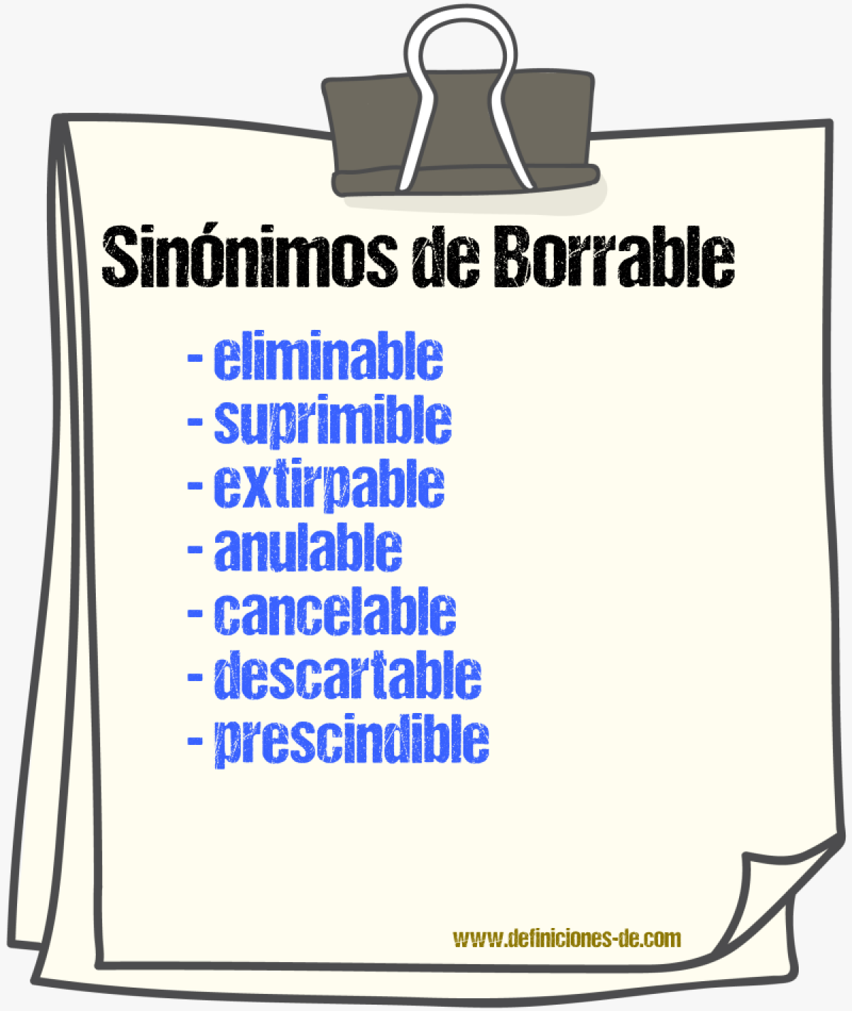 Sinónimos de borrable