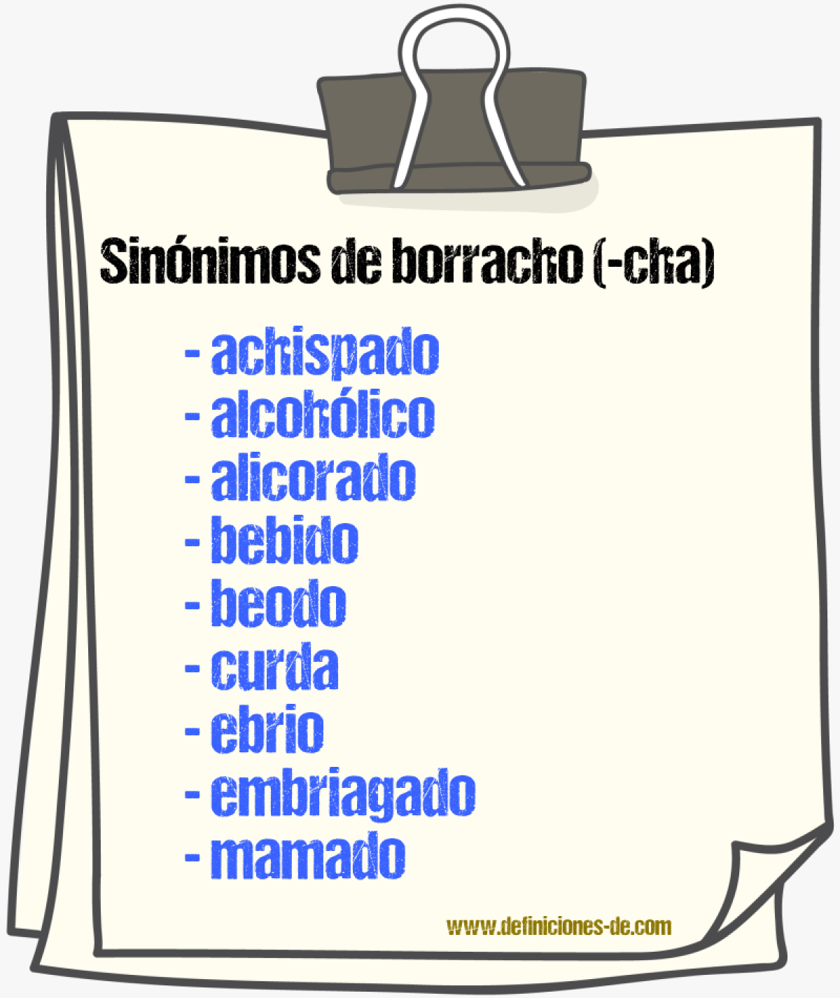 Sinnimos de borracho