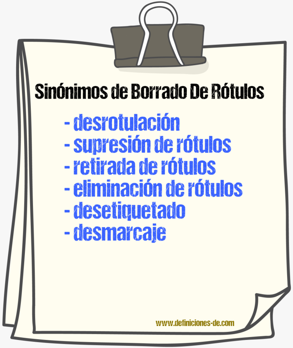 Sinónimos de borrado de rótulos