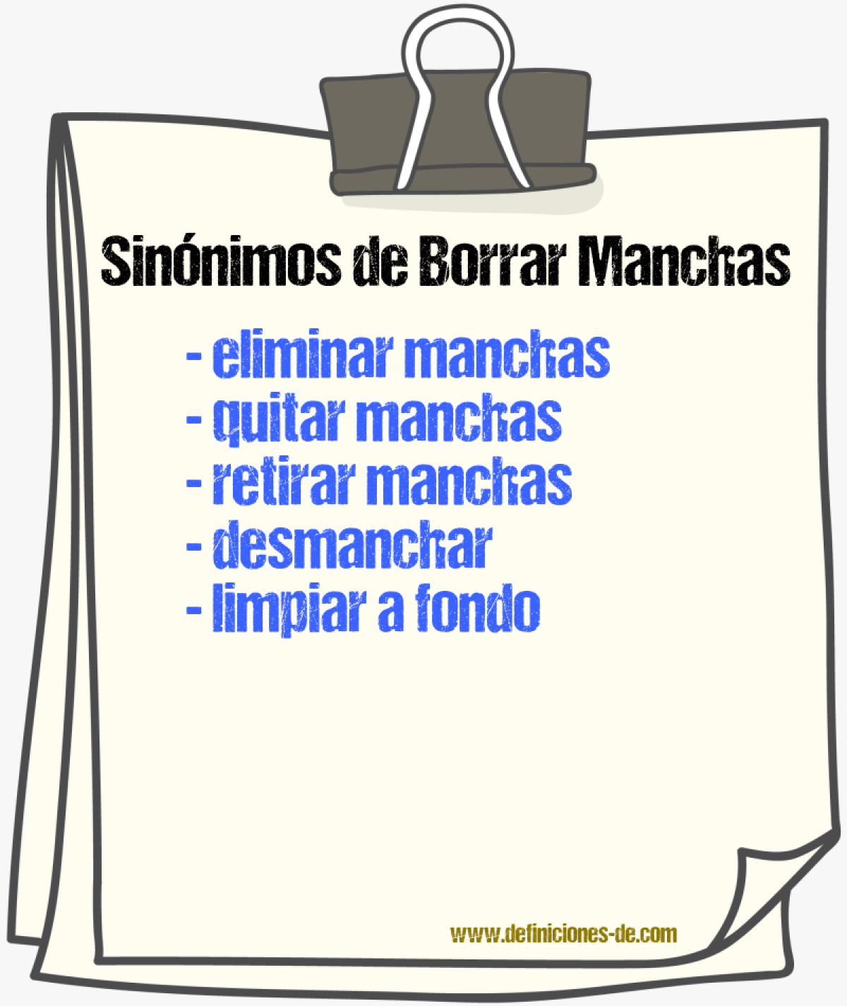 Sinónimos de borrar manchas