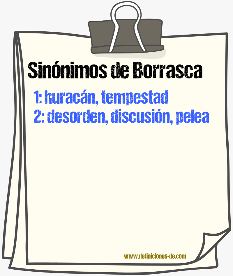 Sinnimos de borrasca