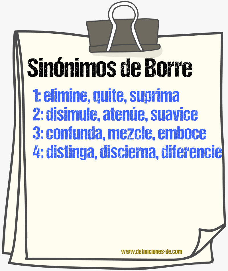 Sinónimos de borre