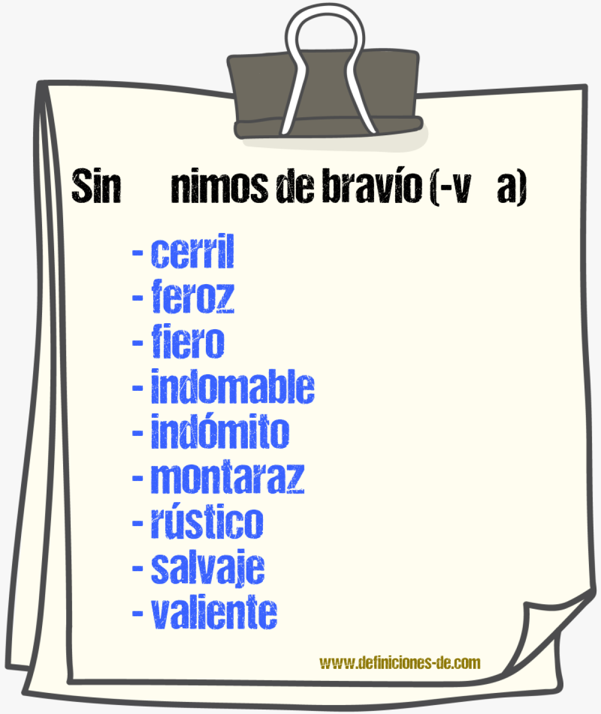 Sinnimos de bravo