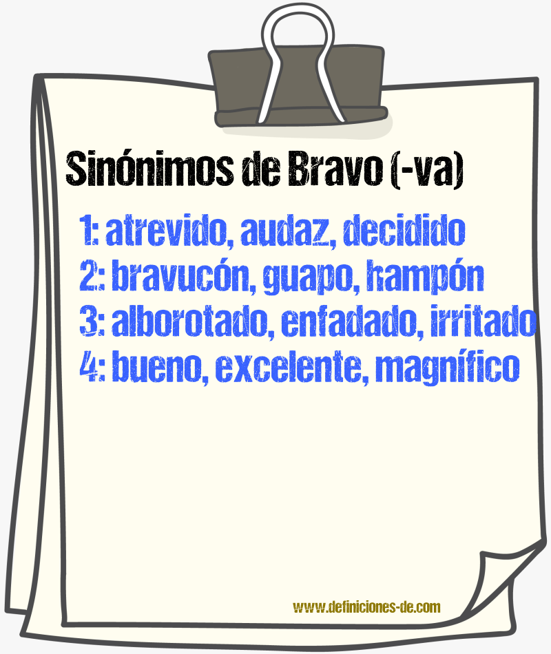 Sinnimos de bravo