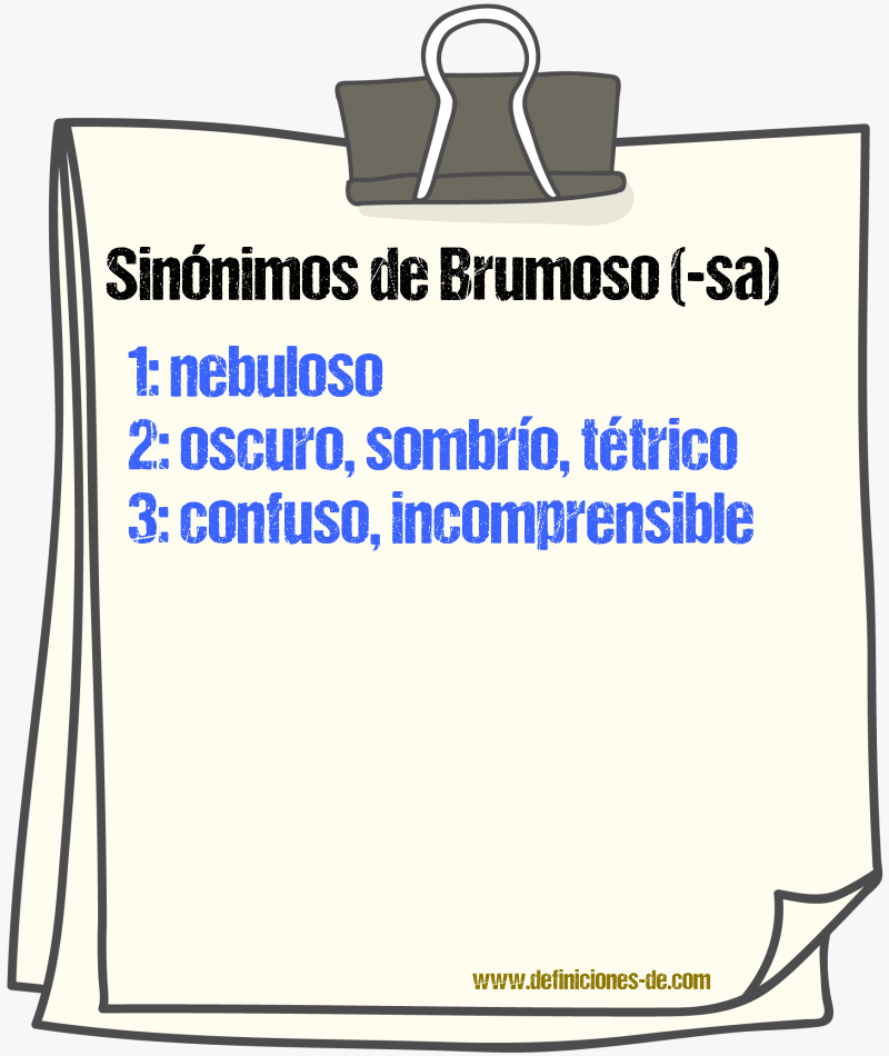 Sinnimos de brumoso