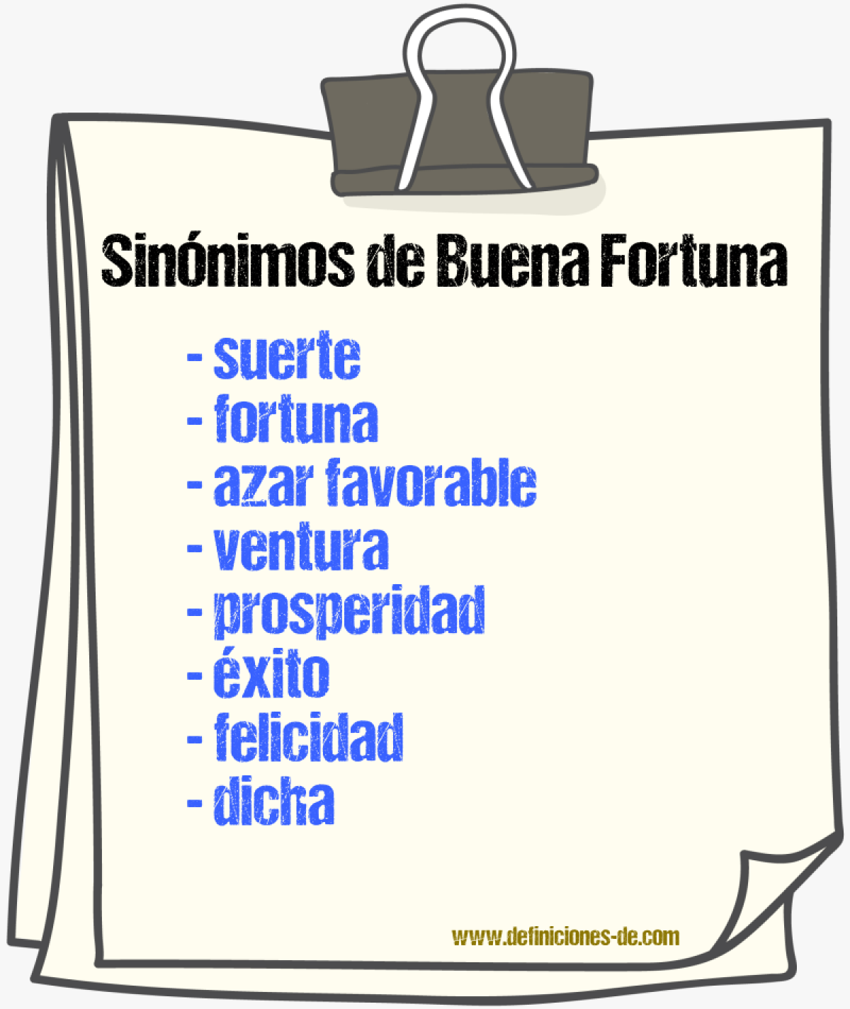 Sinónimos de buena fortuna