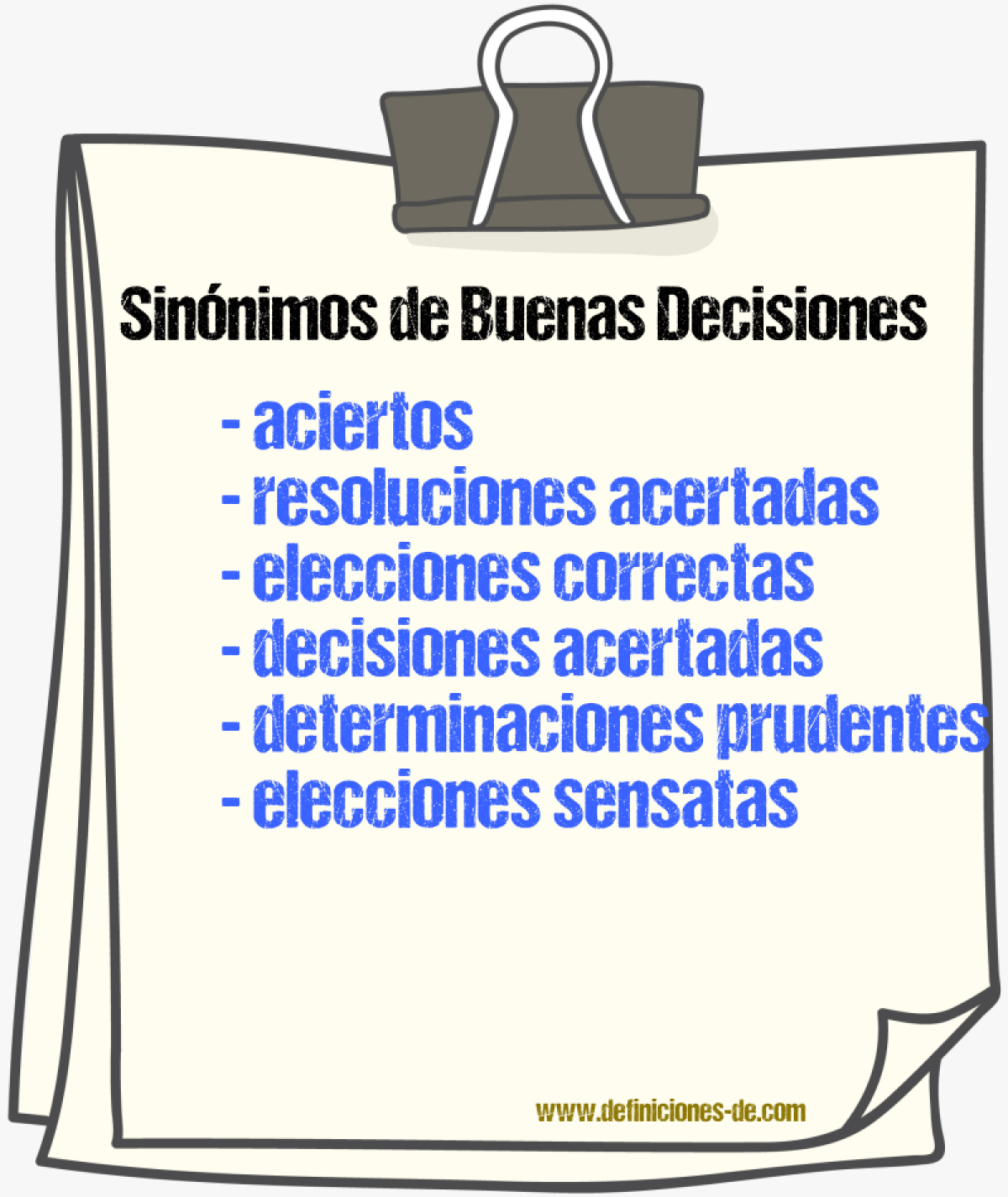 Sinónimos de buenas decisiones
