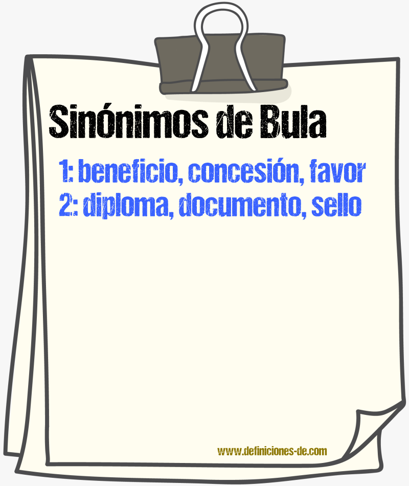 Sinnimos de bula