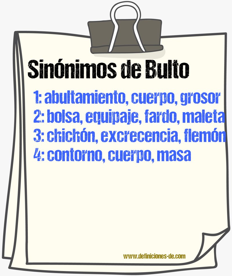 Sinnimos de bulto