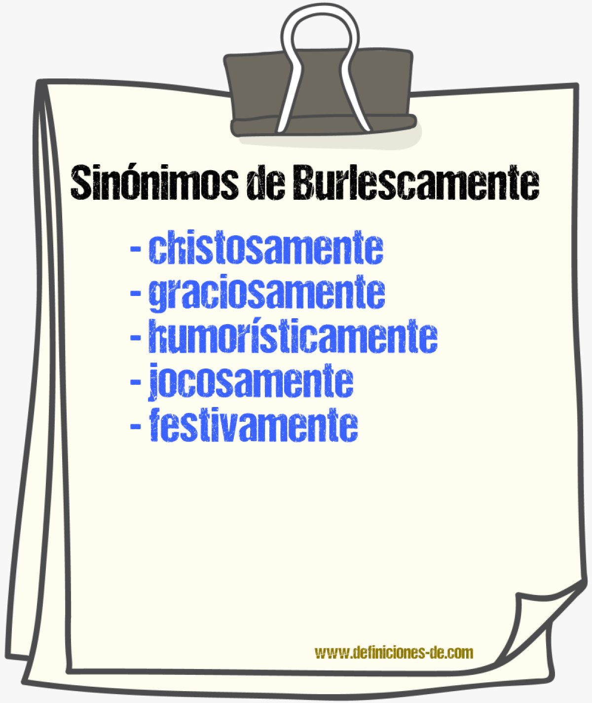 Sinnimos de burlescamente