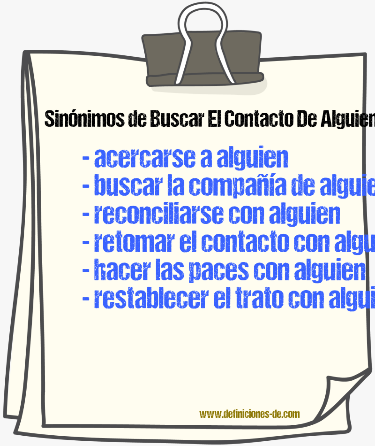 Sinónimos de buscar el contacto de alguien