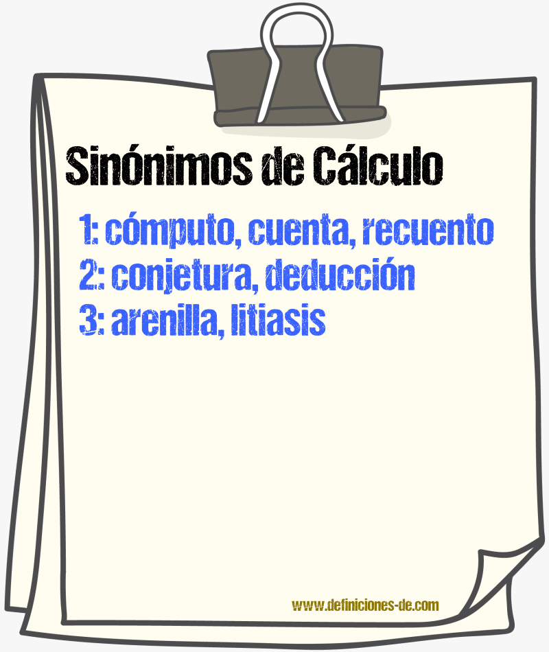 Sinnimos de clculo