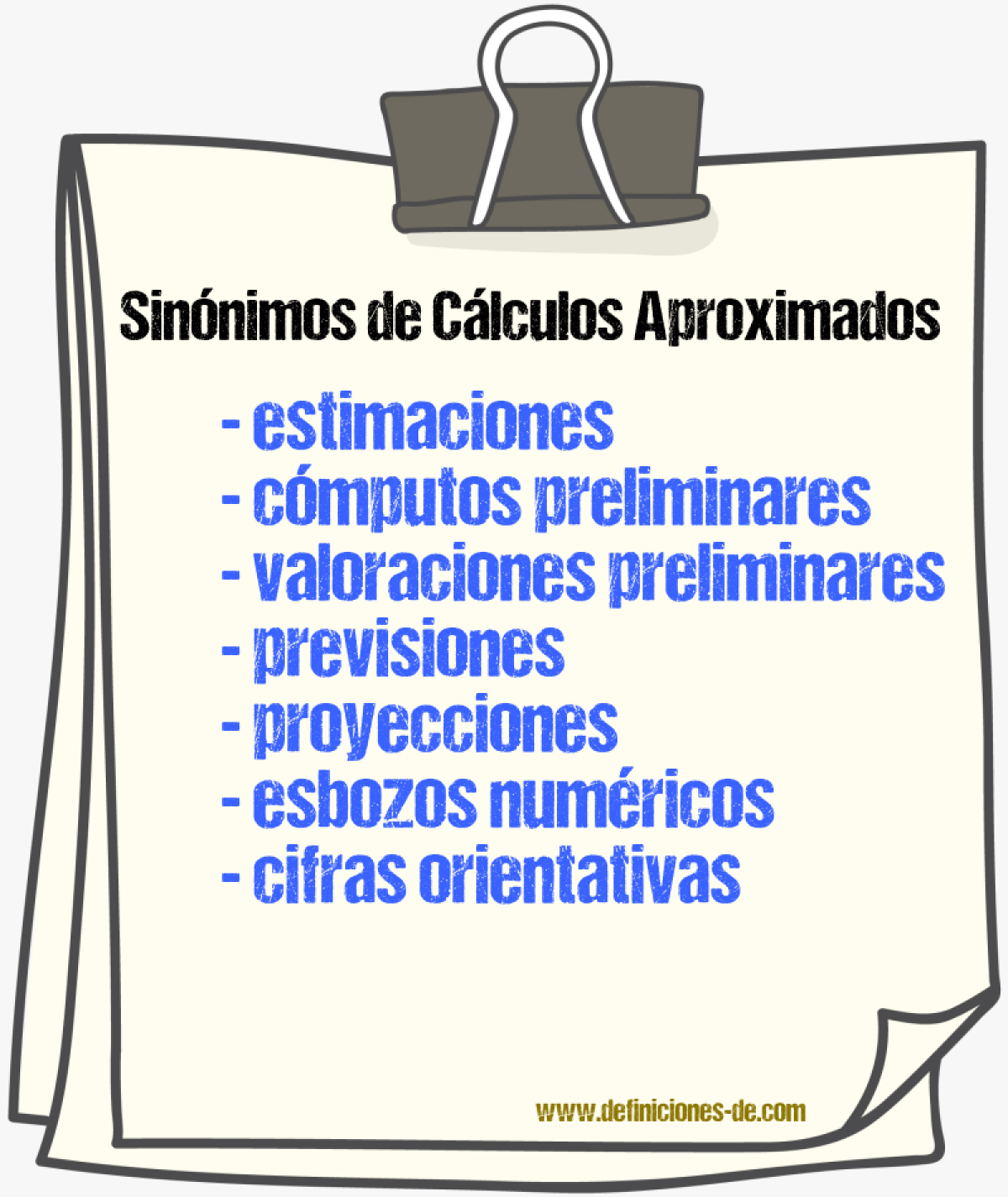 Sinónimos de cálculos aproximados