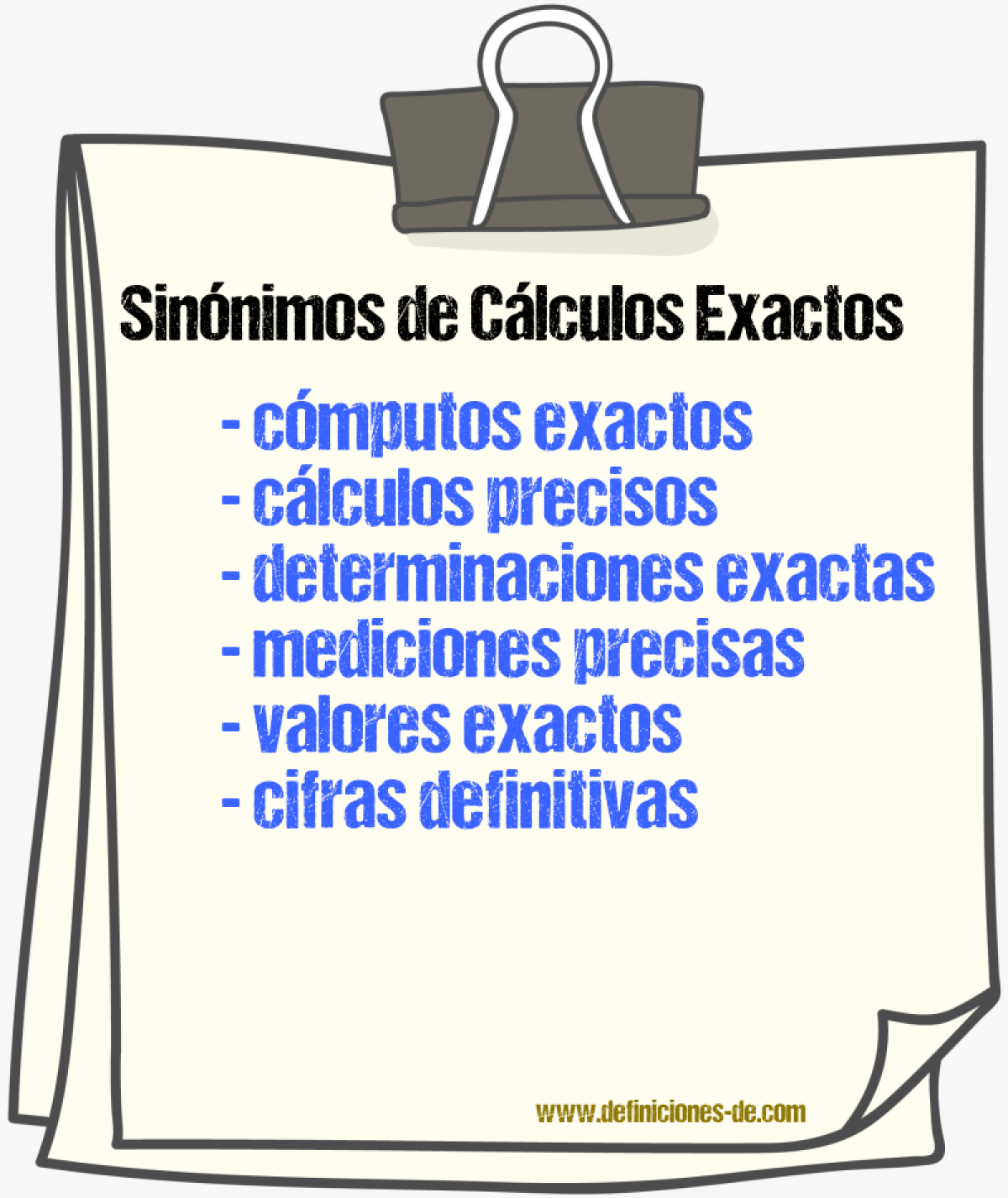 Sinónimos de cálculos exactos