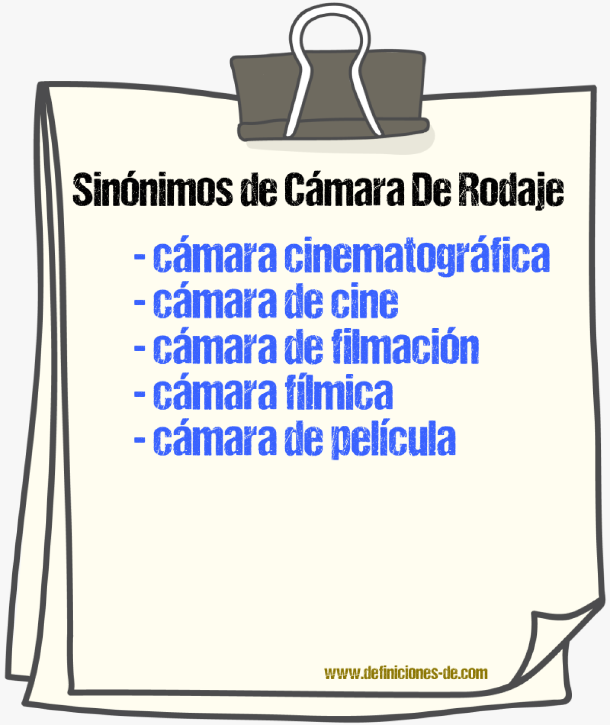 Sinónimos de cámara de rodaje