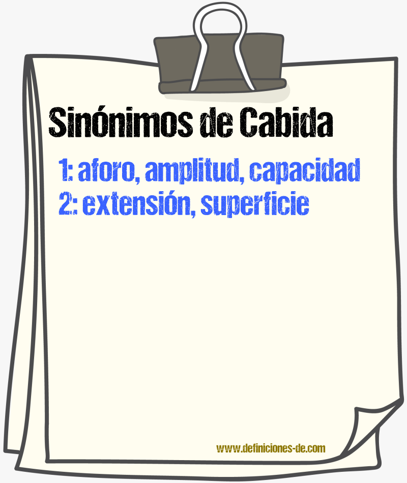 Sinnimos de cabida