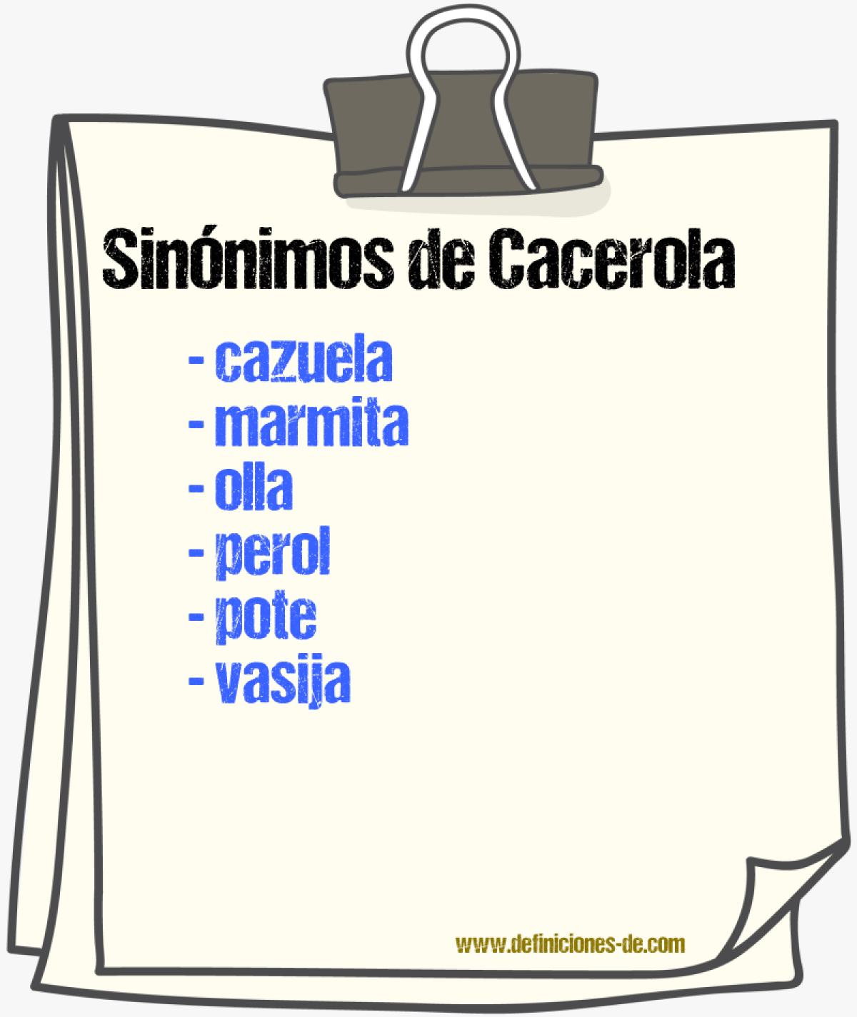 Sinnimos de cacerola