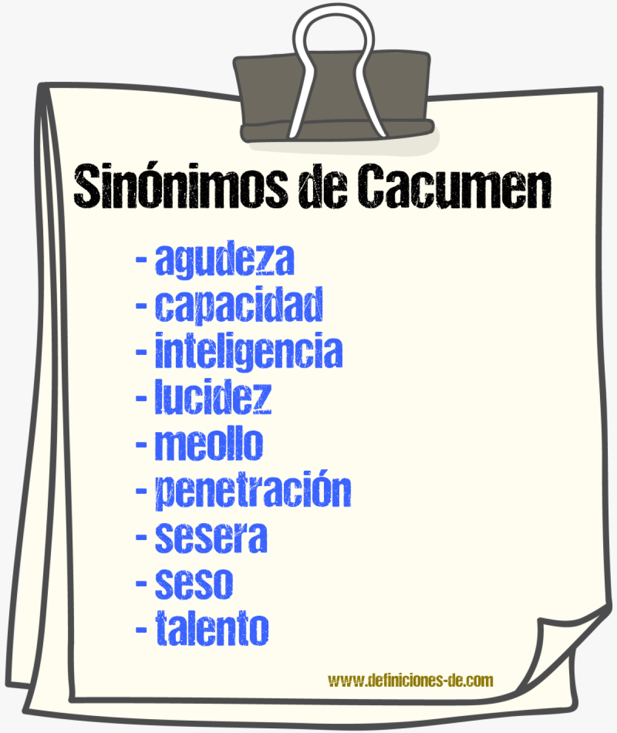 Sinnimos de cacumen