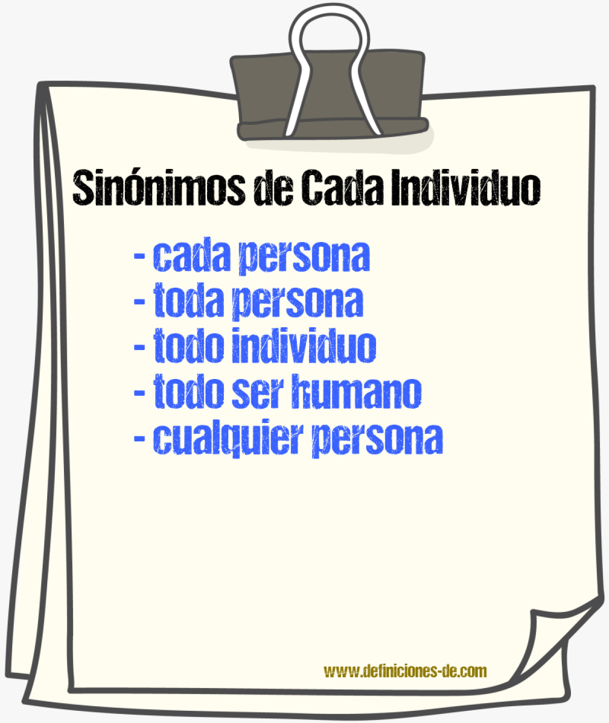 Sinónimos de cada individuo