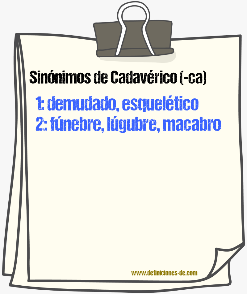 Sinnimos de cadavrico