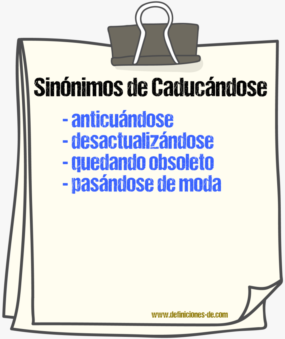 Sinónimos de caducándose