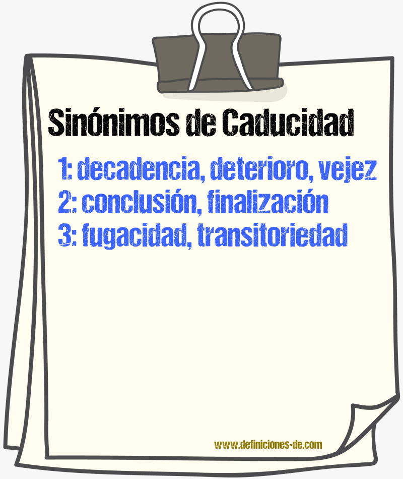 Sinnimos de caducidad