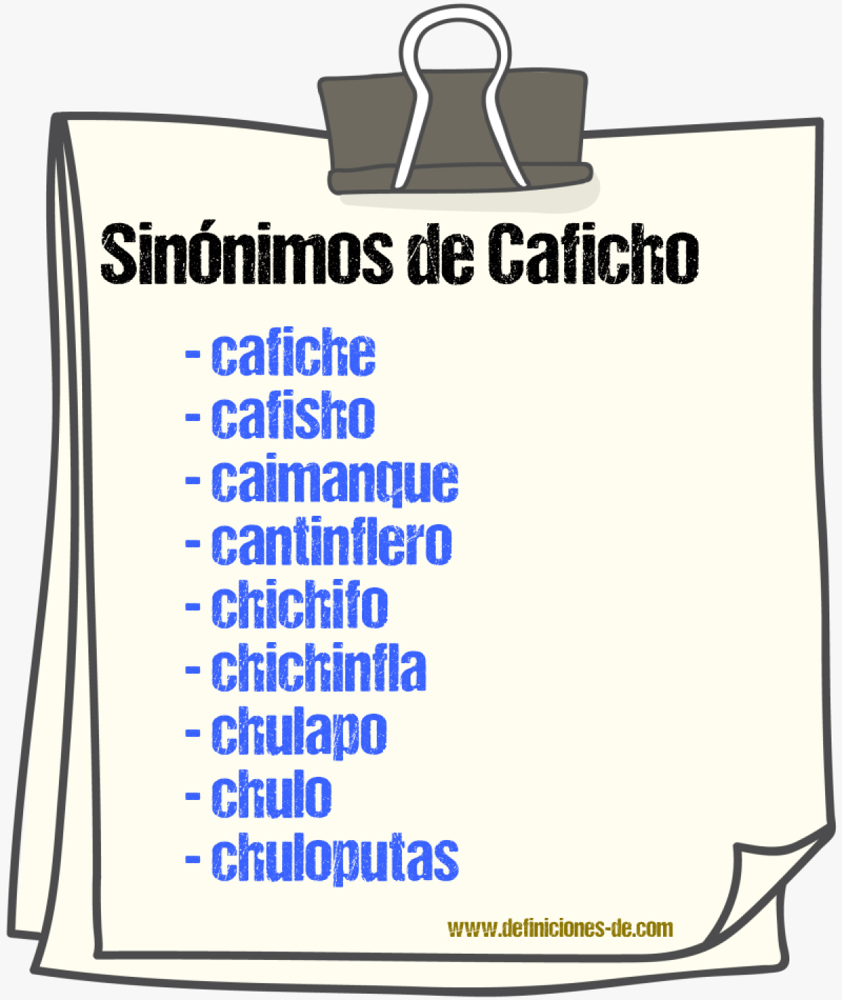 Sinnimos de caficho