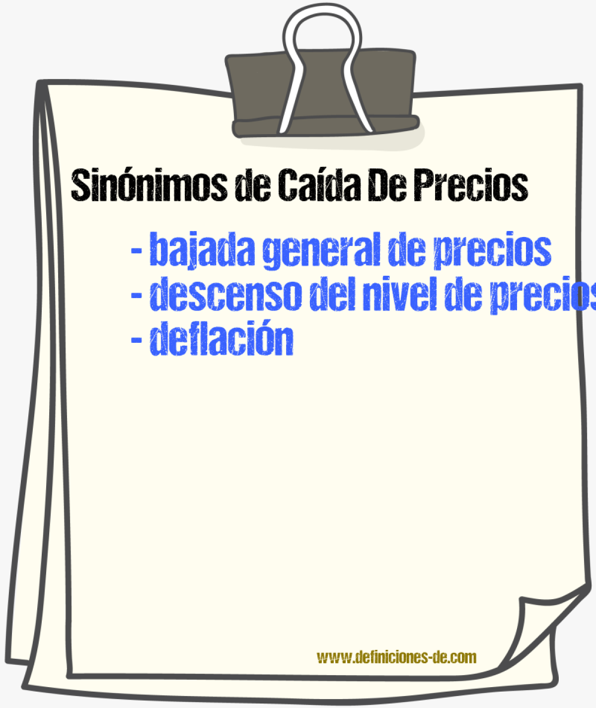 Sinónimos de caída de precios
