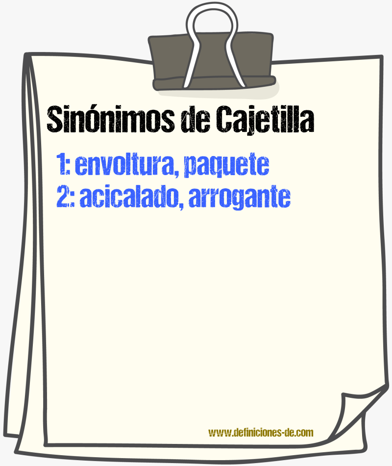 Sinnimos de cajetilla