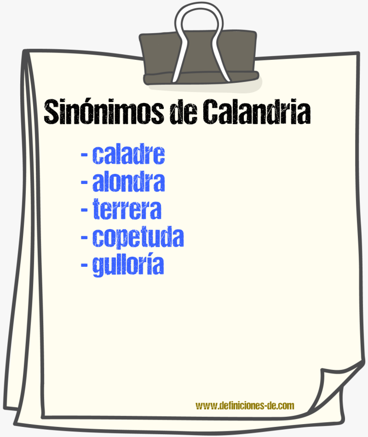 Sinnimos de calandria