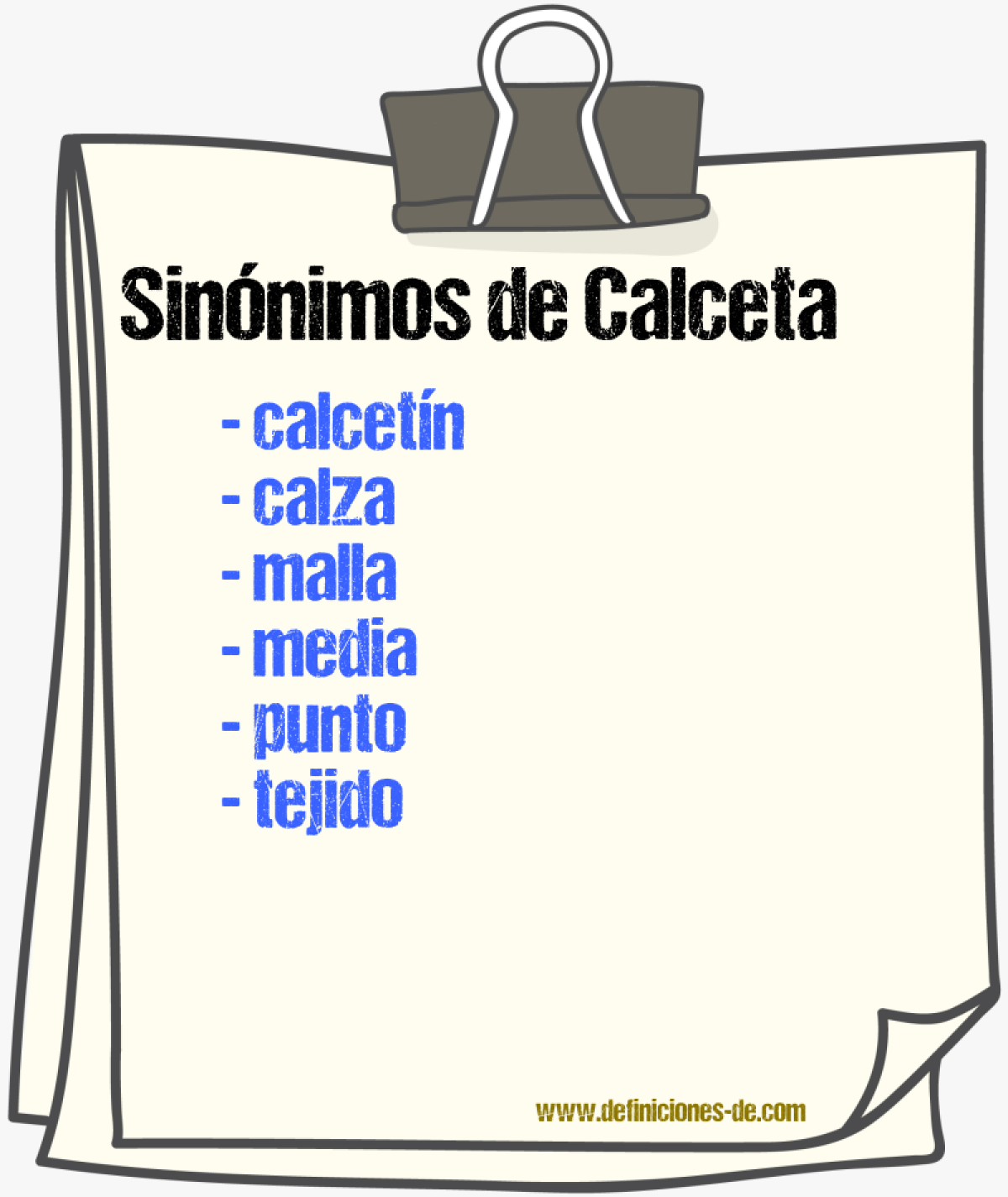 Sinnimos de calceta