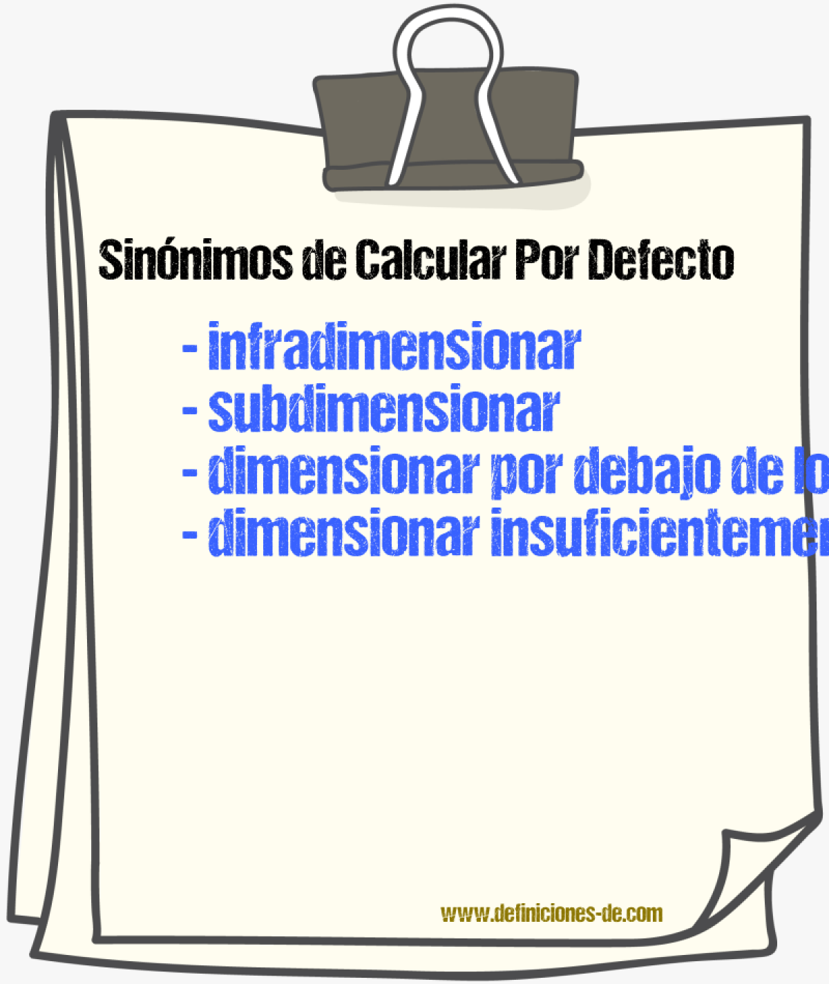 Sinónimos de calcular por defecto