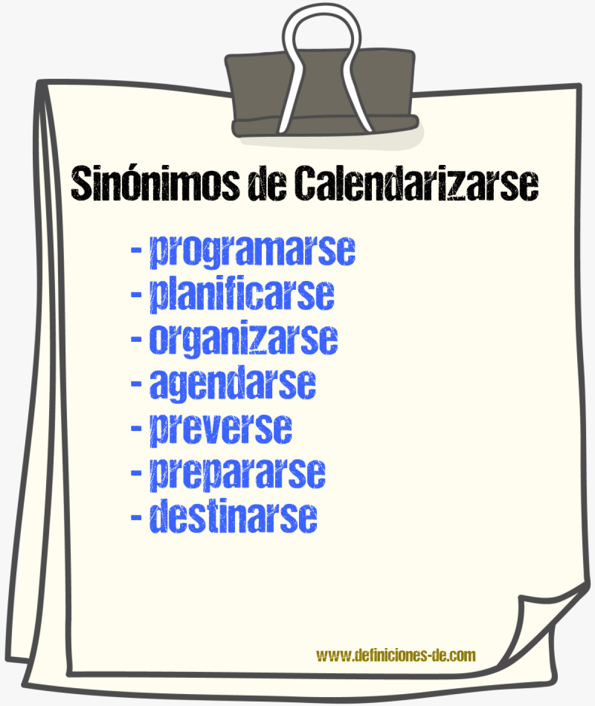 Sinónimos de calendarizarse