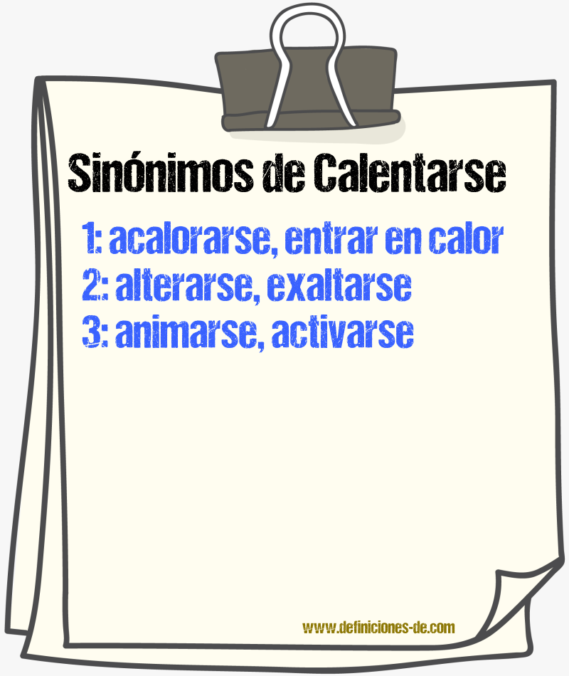 Sinónimos de calentarse