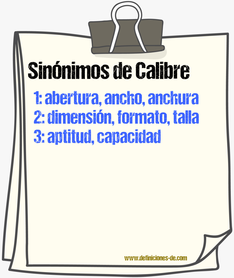 Sinnimos de calibre