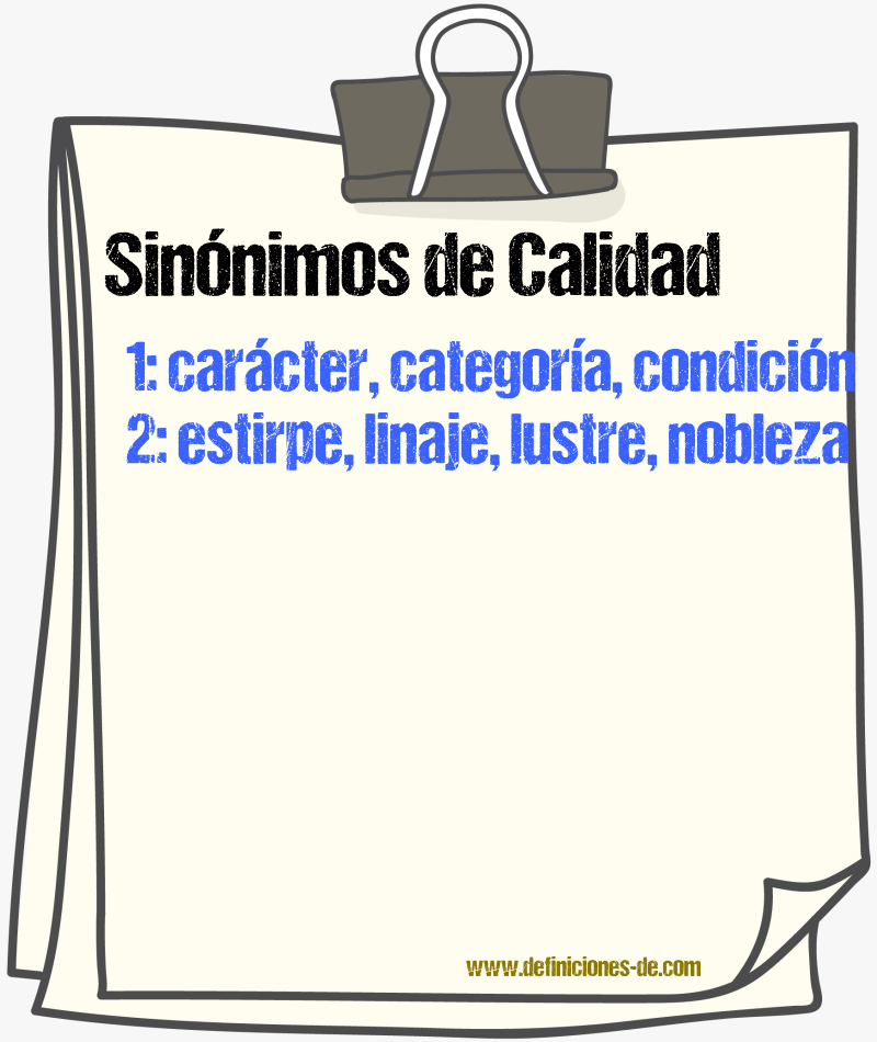 Sinnimos de calidad