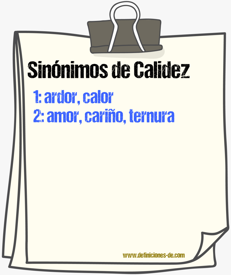 Sinnimos de calidez