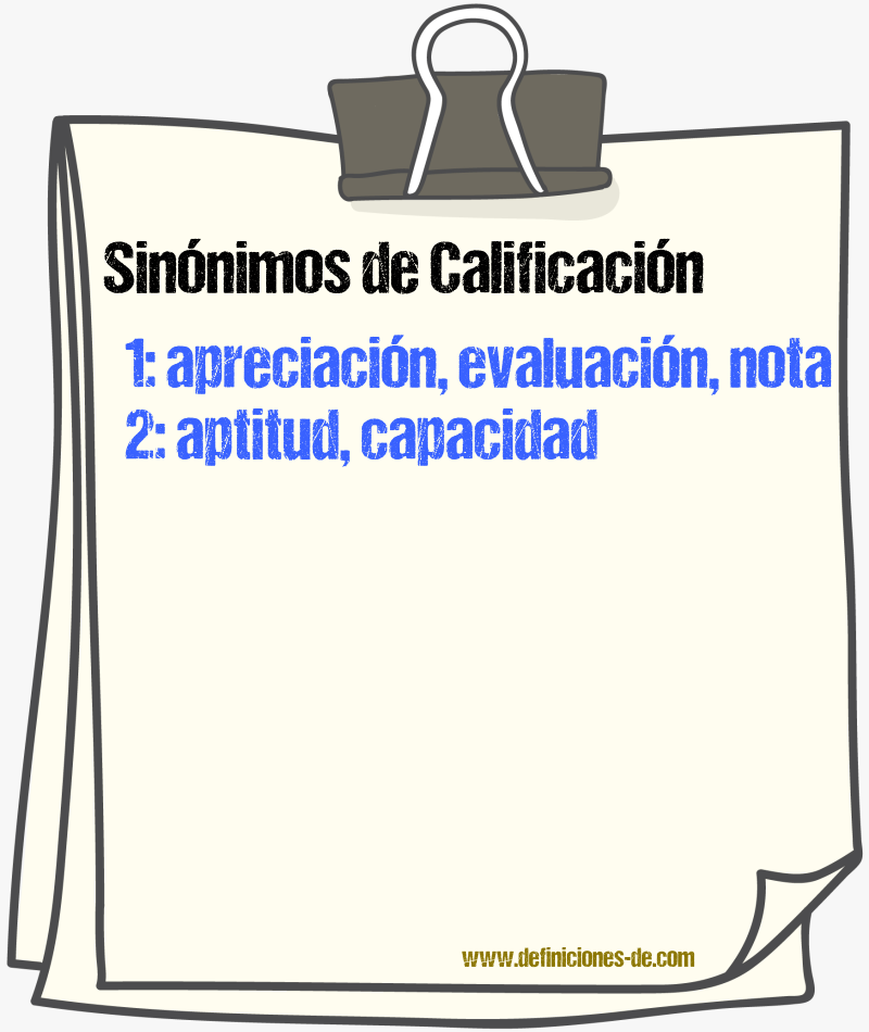 Sinnimos de calificacin