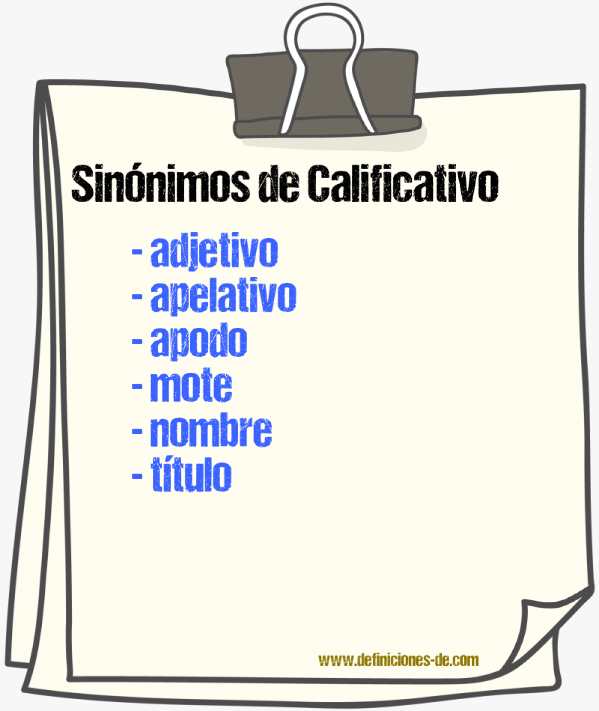 Sinnimos de calificativo