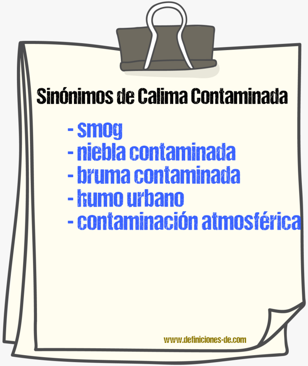 Sinónimos de calima contaminada