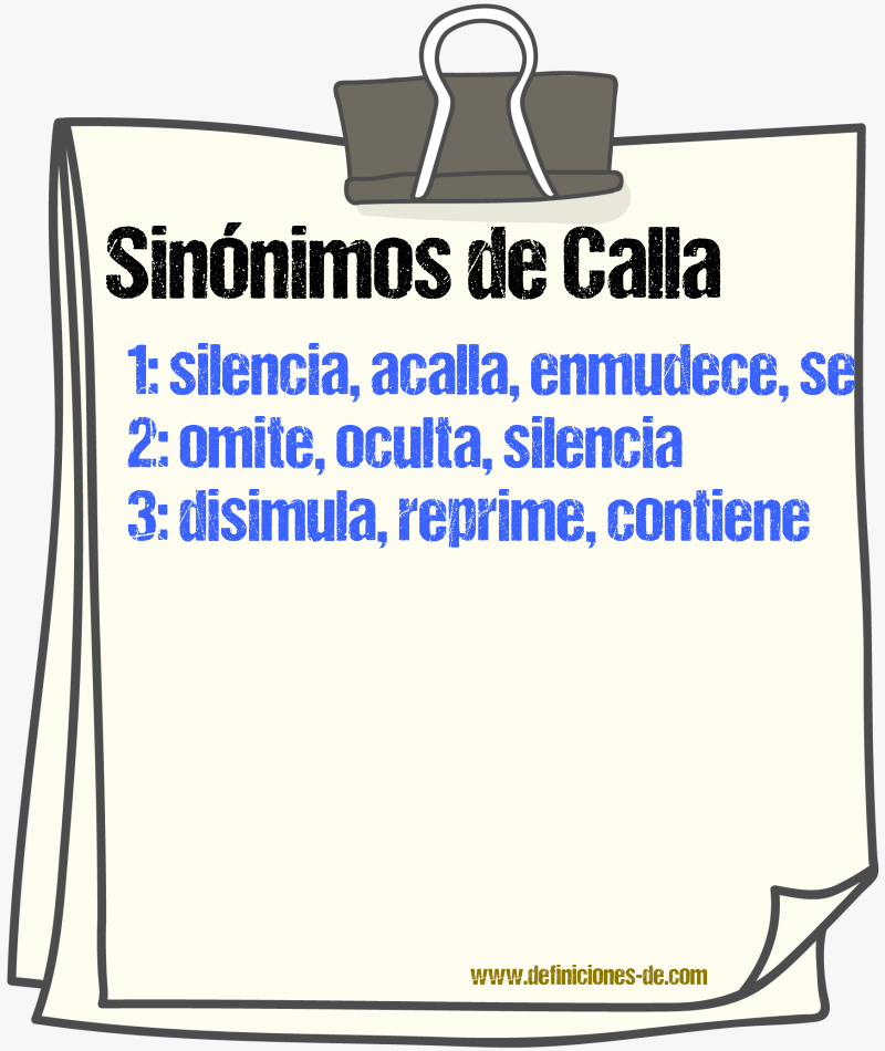 Sinónimos de calla